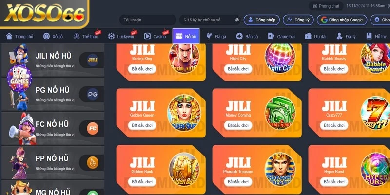 Sảnh game sở hữu giao diện cực chất và vô cùng đẹp mắt